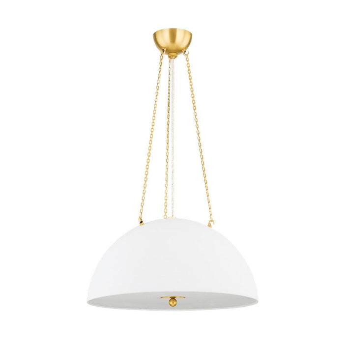 Hudson Valley Chiswick 3 Light Pendant, Brass/White Dome - MDS1100-AGB-WP