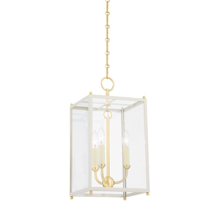 Hudson Valley Chaselton 3 Light Lantern, Aged Brass/Off White - MDS1200-AGB-OW