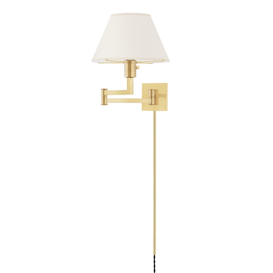 Hudson Valley Leeds 1 Light Wall Sconce Plug, in Aged Brass - MDS131-AGB