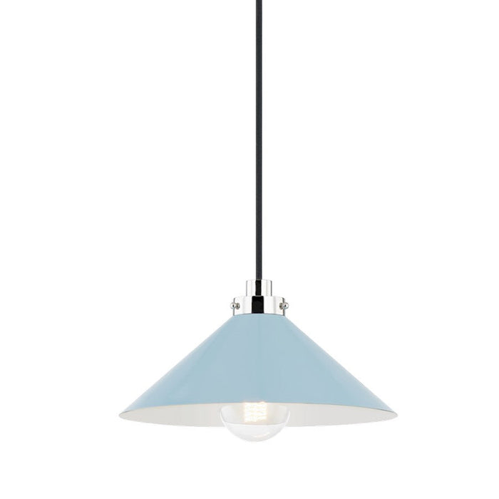 Hudson Valley Clivedon 1 Light 7" Pendant, Polished Nickel/Pn/Bb - MDS1401-PN-BB