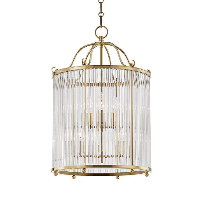 Hudson Valley Glass No.1 6 Light Pendant, Aged Brass/Clear - MDS203-AGB