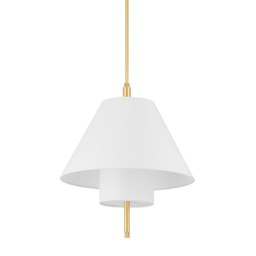 Hudson Valley Glenmoore 1 Light Pendant in Aged Brass/White - PI1899701-AGB