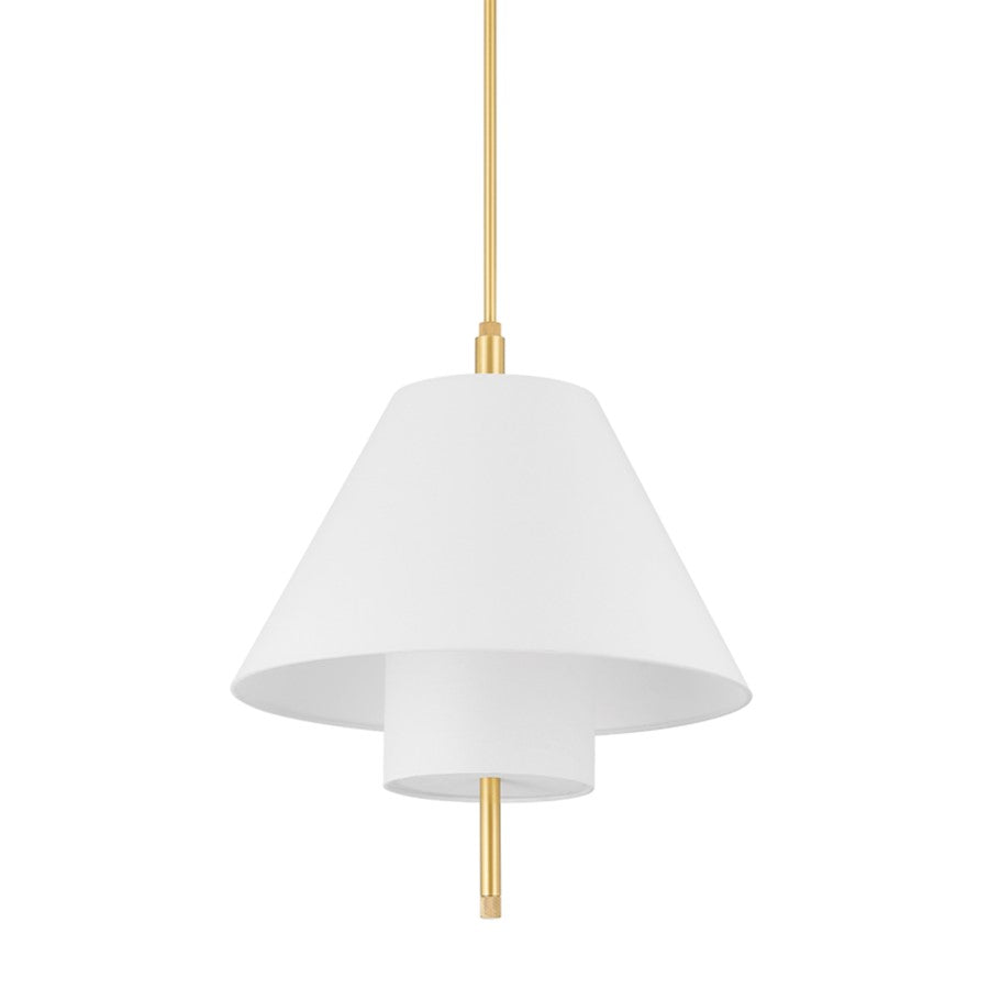 Hudson Valley Glenmoore 1 Light Pendant in Aged Brass/White - PI1899701-AGB