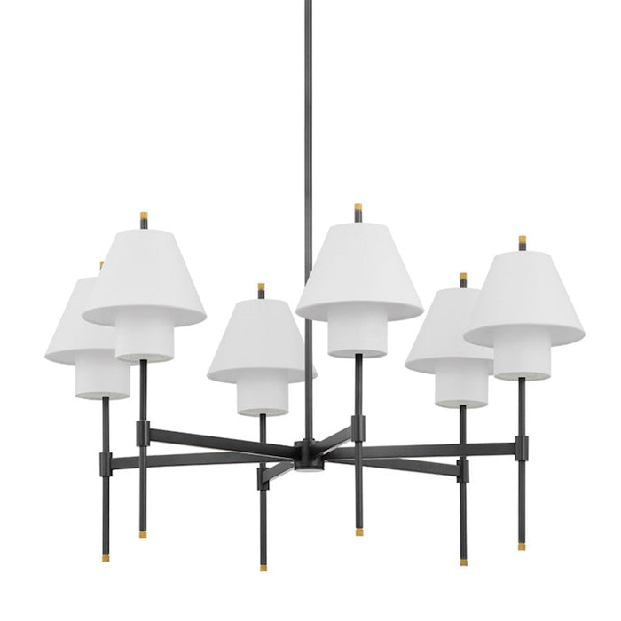 Hudson Valley Glenmoore 6 Light Chandelier, Brass/White/Black - PI1899806-AGB-DB