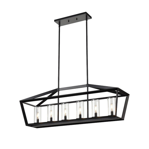 Innovations Colchester 6-Lt 39" Stem Linear Pendant, MB/CG - 378-6I-BK-CL-39