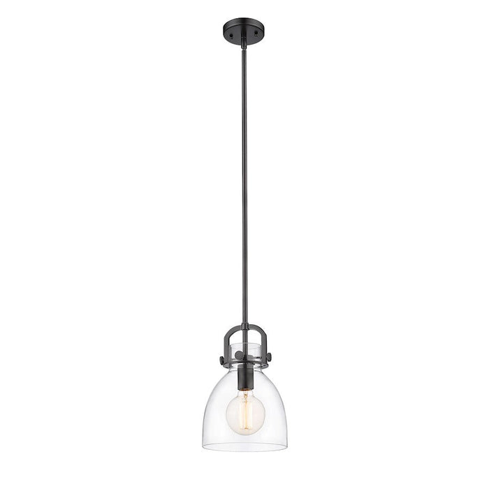 Innovations Newton Bell 1-Lt 8" Stem Pendant, MB/CG - 410-1SS-BK-G412-8CL