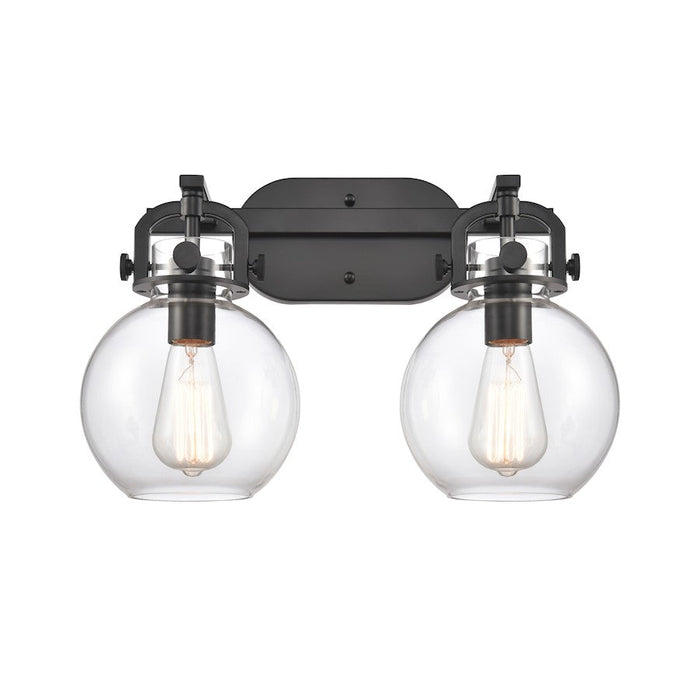 Innovations Lighting Newton Sphere 2-Lt 7" Bath, MB/CG - 410-2W-BK-G410-7CL