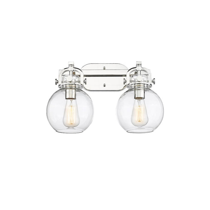 Innovations Lighting Newton Sphere 2-Lt 7" Bath, PN/CG - 410-2W-PN-G410-7CL