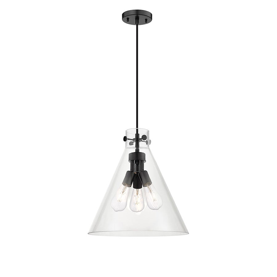 Innovations Newton Cone 3-Lt 16" Cord Pendant, MB/CG - 410-3PL-BK-G411-16CL