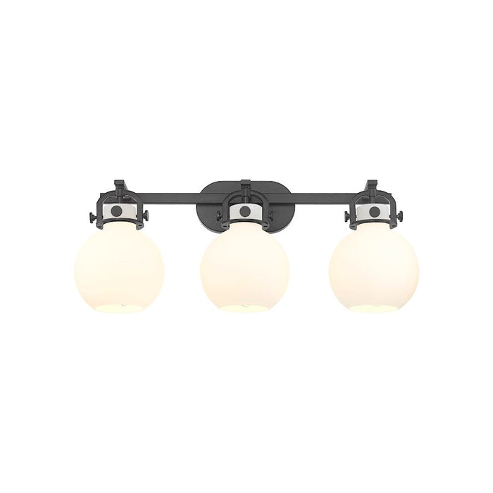 Innovations Lighting Newton Sphere 3-Lt 7" Bath, MB/MWG - 410-3W-BK-G410-7WH