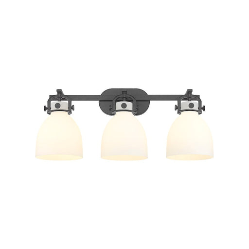 Innovations Lighting Newton Bell 3-Lt 7" Bath, MB/MWG - 410-3W-BK-G412-7WH