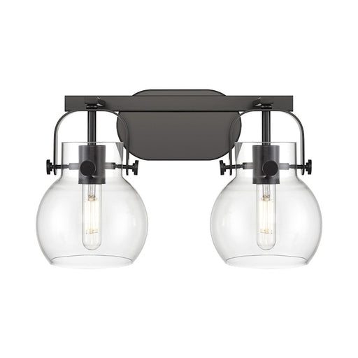 Innovations Lighting Pilaster II Sphere 2-Lt 6" Bath, MB/CG - 423-2W-BK-G410-6CL