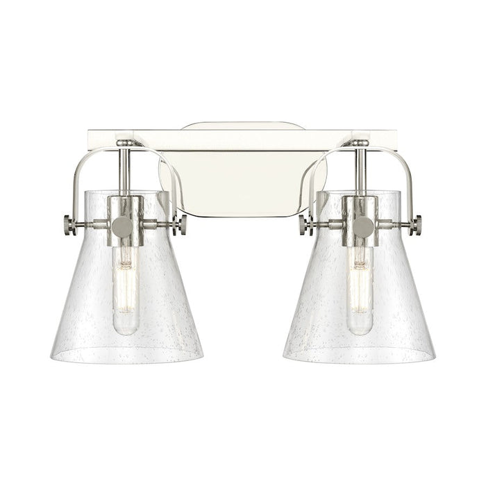 Innovations Lighting Pilaster II Cone 2-Lt 6" Bath, PN/SG - 423-2W-PN-G411-6SDY