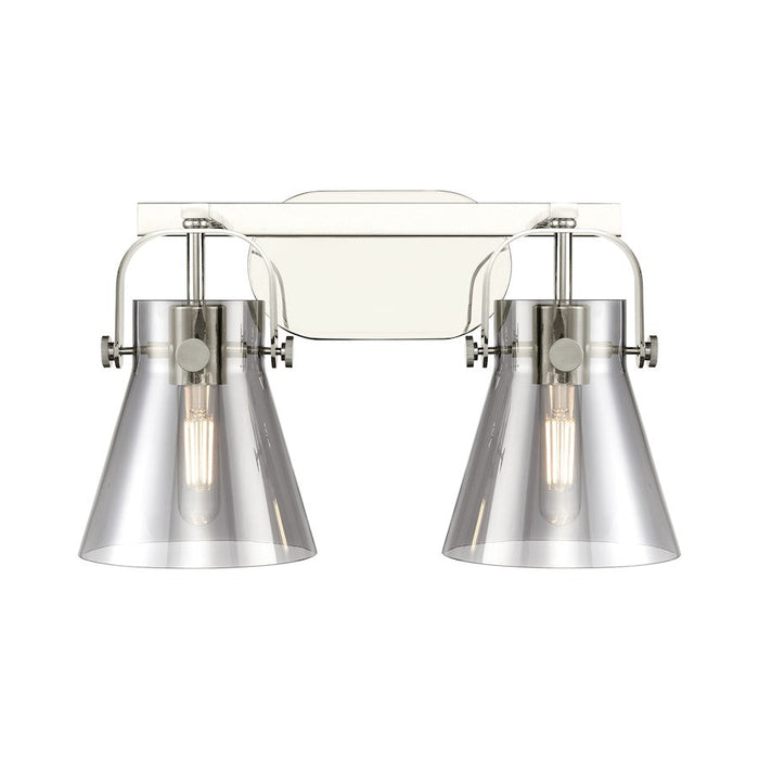 Innovations Lighting Pilaster II Cone 2-Lt 6" Bath, PN/PSG - 423-2W-PN-G411-6SM