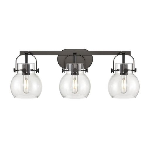 Innovations Lighting Pilaster II Sphere 3-Lt 6" Bath, MB/CG - 423-3W-BK-G410-6CL