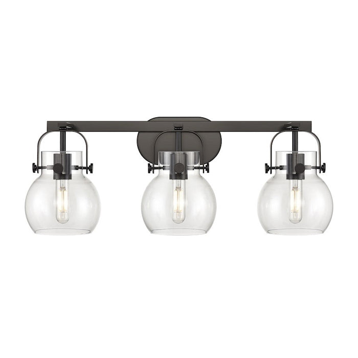 Innovations Lighting Pilaster II Sphere 3-Lt 6" Bath, MB/CG - 423-3W-BK-G410-6CL