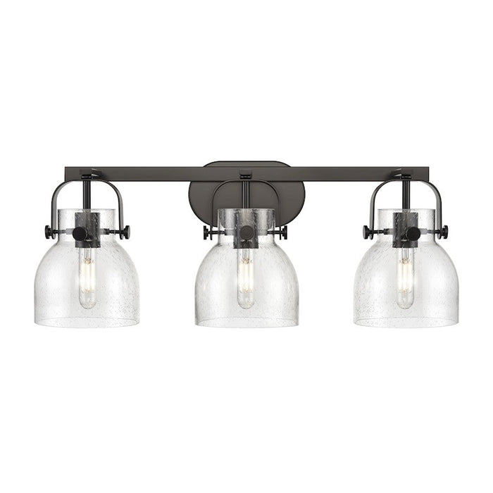 Innovations Lighting Pilaster II Bell 3-Lt 6" Bath, MB/SG - 423-3W-BK-G412-6SDY