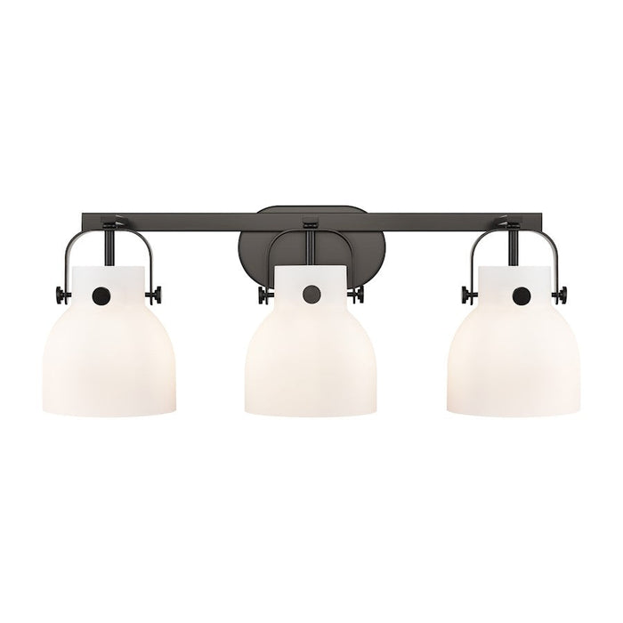 Innovations Lighting Pilaster II Bell 3-Lt 6" Bath, MB/MWG - 423-3W-BK-G412-6WH