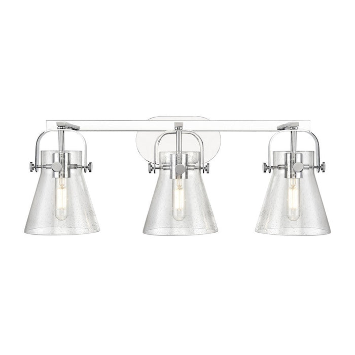 Innovations Lighting Pilaster II Cone 3-Lt 6" Bath, PC/SG - 423-3W-PC-G411-6SDY