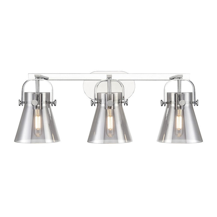 Innovations Lighting Pilaster II Cone 3-Lt 6" Bath, PC/PSG - 423-3W-PC-G411-6SM