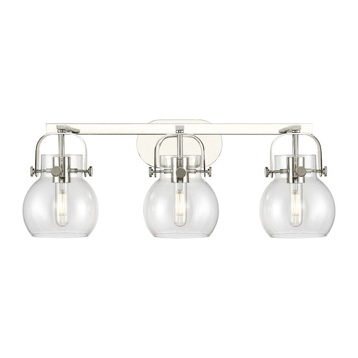 Innovations Lighting Pilaster II Sphere 3-Lt 6" Bath, PN/CG - 423-3W-PN-G410-6CL