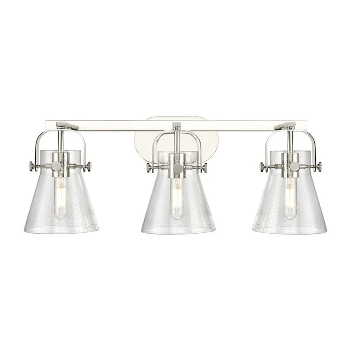 Innovations Lighting Pilaster II Cone 3-Lt 6" Bath, PN/SG - 423-3W-PN-G411-6SDY