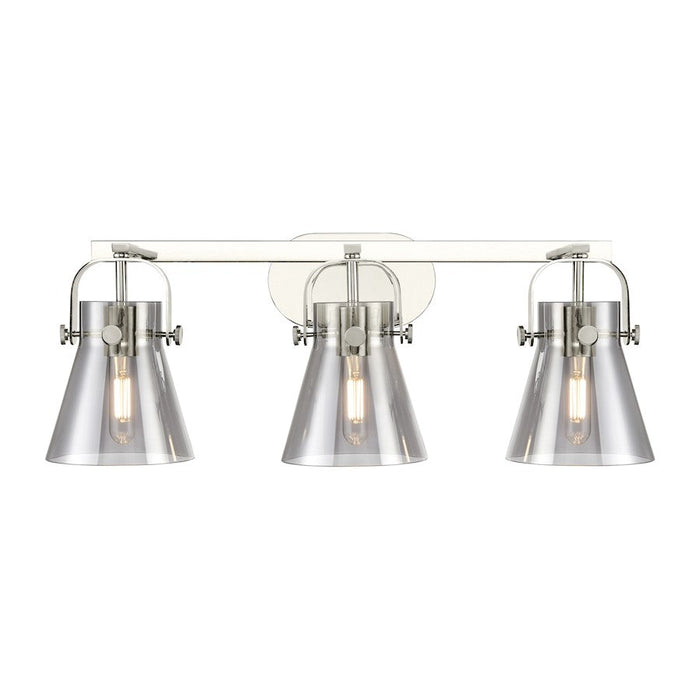 Innovations Lighting Pilaster II Cone 3-Lt 6" Bath, PN/PSG - 423-3W-PN-G411-6SM