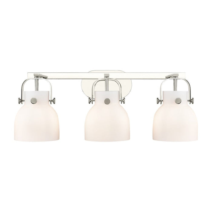 Innovations Lighting Pilaster II Bell 3-Lt 6" Bath, PN/MWG - 423-3W-PN-G412-6WH