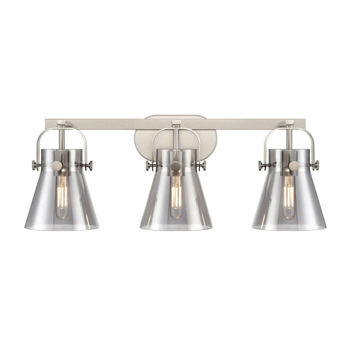 Innovations Lighting Pilaster II Cone 3-Lt 6" Bath, SN/PSG - 423-3W-SN-G411-6SM