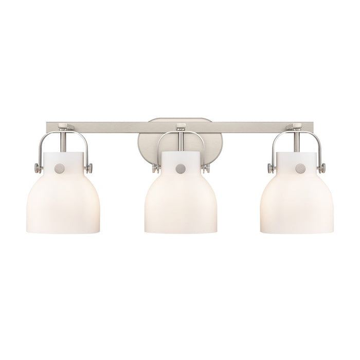 Innovations Lighting Pilaster II Bell 3-Lt 6" Bath, SN/MWG - 423-3W-SN-G412-6WH