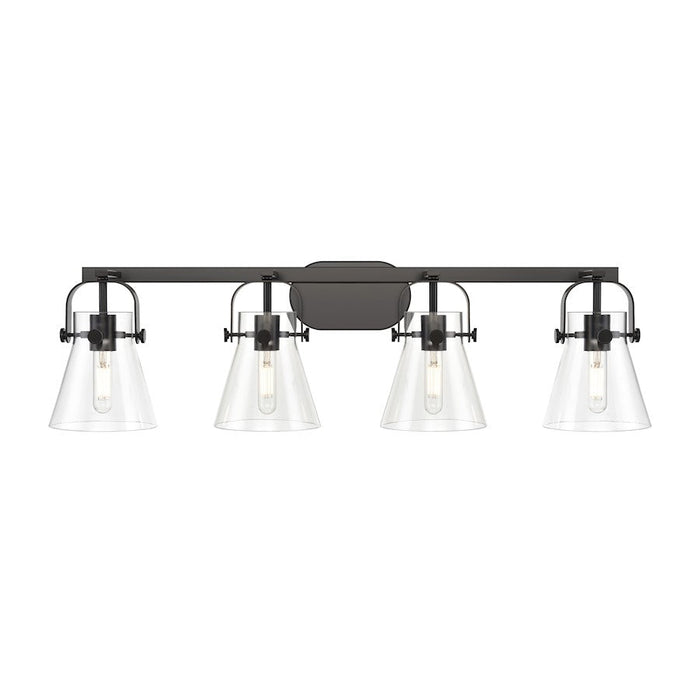 Innovations Lighting Pilaster II Cone 4-Lt 6" Bath, MB/CG - 423-4W-BK-G411-6CL