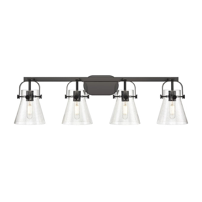 Innovations Lighting Pilaster II Cone 4-Lt 6" Bath, MB/SG - 423-4W-BK-G411-6SDY