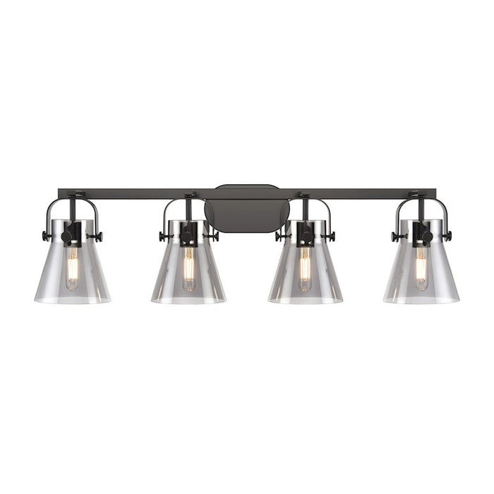 Innovations Lighting Pilaster II Cone 4-Lt 6" Bath, MB/PSG - 423-4W-BK-G411-6SM