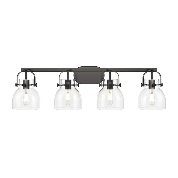 Innovations Lighting Pilaster II Bell 4-Lt 6" Bath, MB/CG - 423-4W-BK-G412-6CL