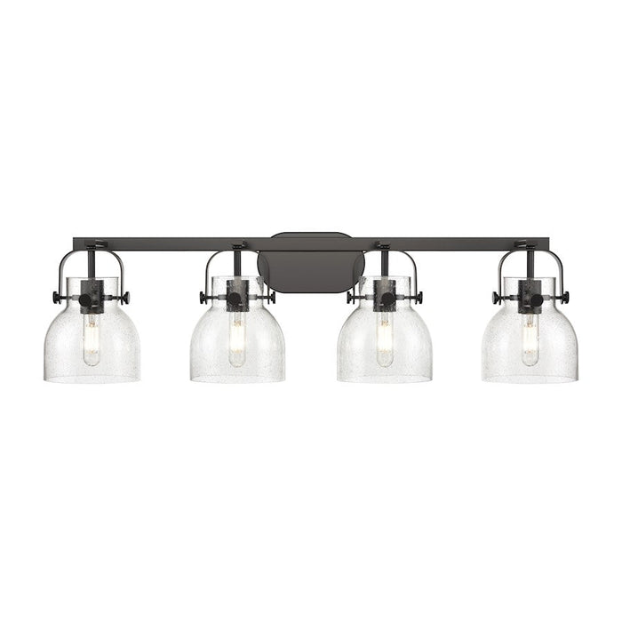 Innovations Lighting Pilaster II Bell 4-Lt 6" Bath, MB/SG - 423-4W-BK-G412-6SDY