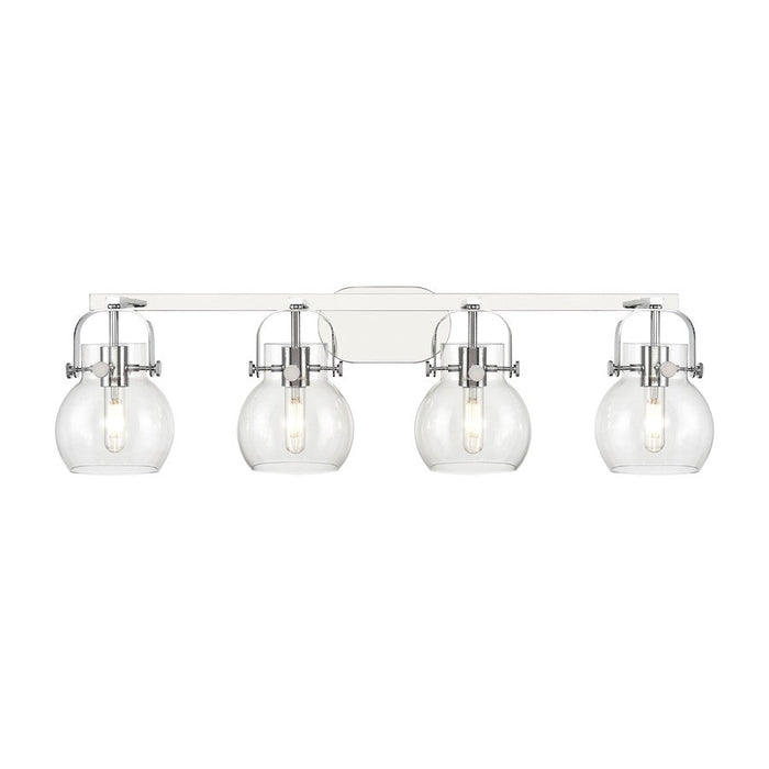 Innovations Lighting Pilaster II Sphere 4-Lt 6" Bath, PC/CG - 423-4W-PC-G410-6CL