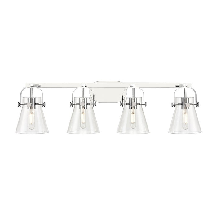 Innovations Lighting Pilaster II Cone 4-Lt 6" Bath, PC/CG - 423-4W-PC-G411-6CL