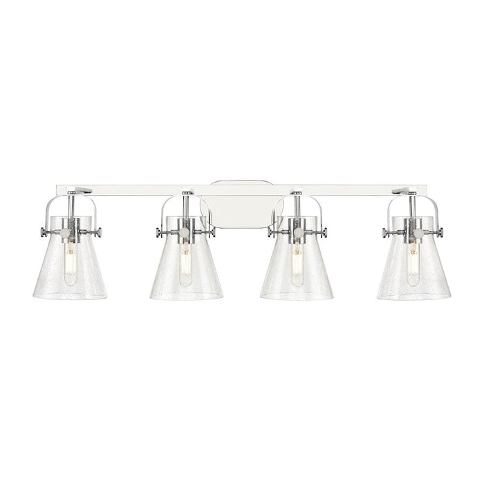 Innovations Lighting Pilaster II Cone 4-Lt 6" Bath, PC/SG - 423-4W-PC-G411-6SDY