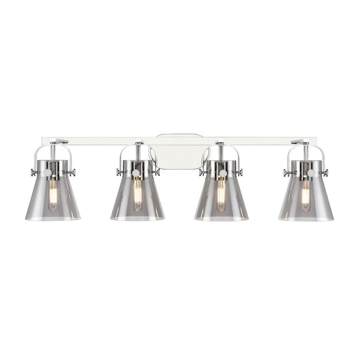 Innovations Lighting Pilaster II Cone 4-Lt 6" Bath, PC/PSG - 423-4W-PC-G411-6SM