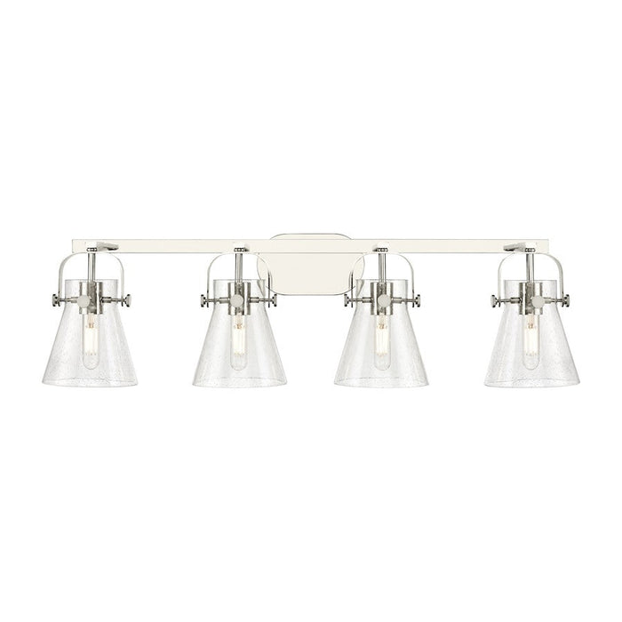 Innovations Lighting Pilaster II Cone 4-Lt 6" Bath, PN/SG - 423-4W-PN-G411-6SDY