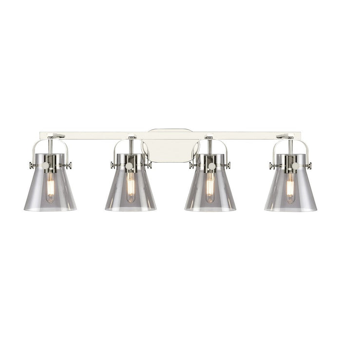 Innovations Lighting Pilaster II Cone 4-Lt 6" Bath, PN/PSG - 423-4W-PN-G411-6SM