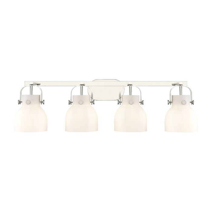 Innovations Lighting Pilaster II Bell 4-Lt 6" Bath, PN/MWG - 423-4W-PN-G412-6WH