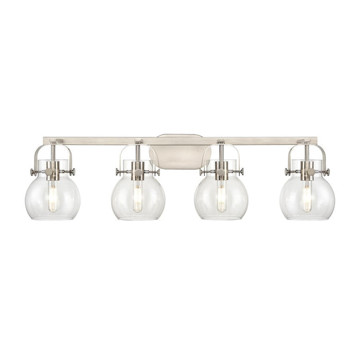 Innovations Lighting Pilaster II Sphere 4-Lt 6" Bath, SN/CG - 423-4W-SN-G410-6CL