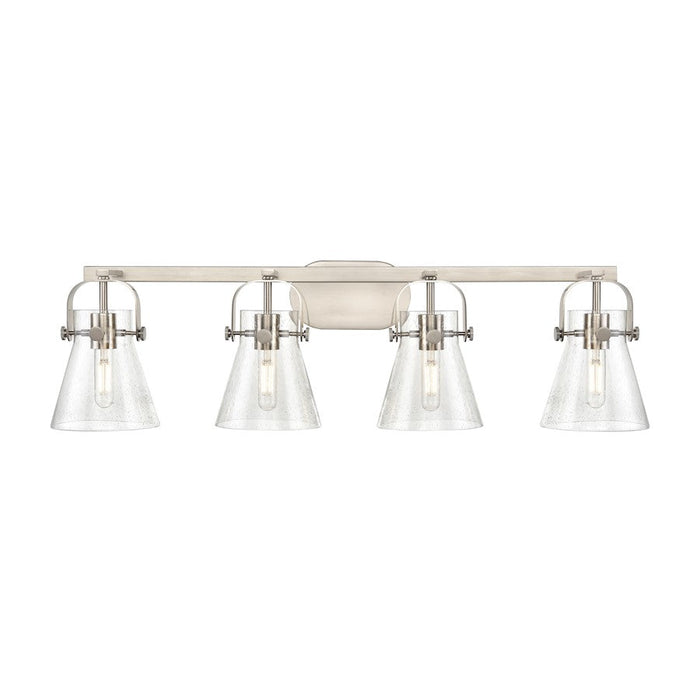 Innovations Lighting Pilaster II Cone 4-Lt 6" Bath, SN/SG - 423-4W-SN-G411-6SDY