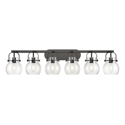Innovations Lighting Pilaster II Sphere 6-Lt 6" Bath, MB/CG - 423-6W-BK-G410-6CL