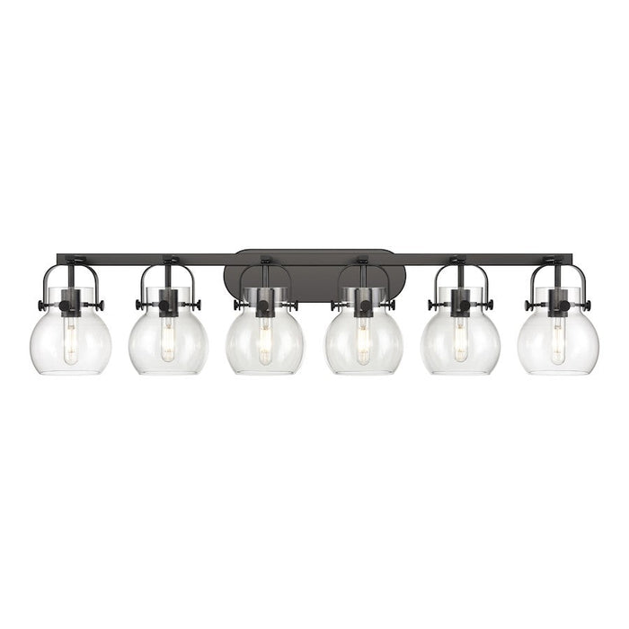 Innovations Lighting Pilaster II Sphere 6-Lt 6" Bath, MB/CG - 423-6W-BK-G410-6CL