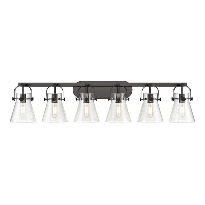 Innovations Lighting Pilaster II Cone 6-Lt 6" Bath, MB/SG - 423-6W-BK-G411-6SDY