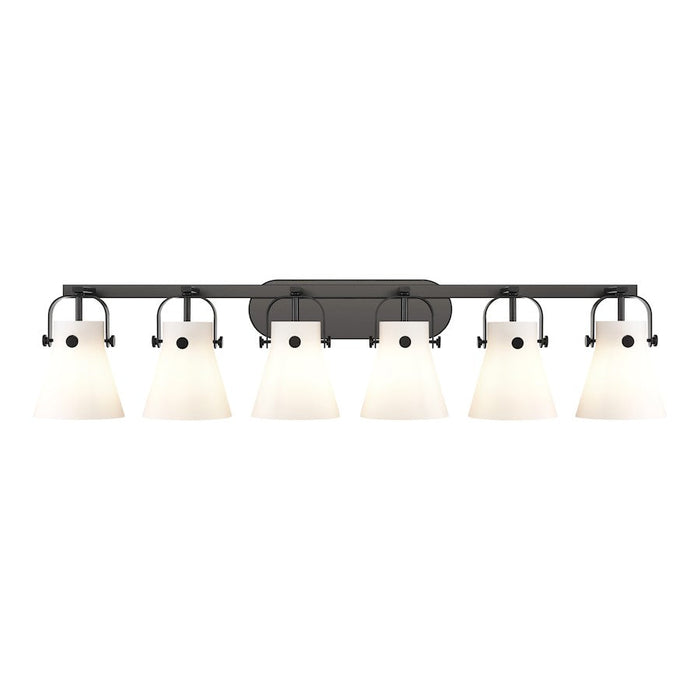 Innovations Lighting Pilaster II Cone 6-Lt 6" Bath, MB/MWG - 423-6W-BK-G411-6WH