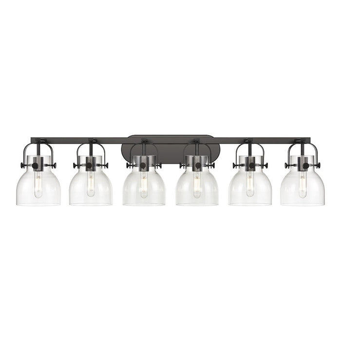 Innovations Lighting Pilaster II Bell 6-Lt 6" Bath, MB/CG - 423-6W-BK-G412-6CL