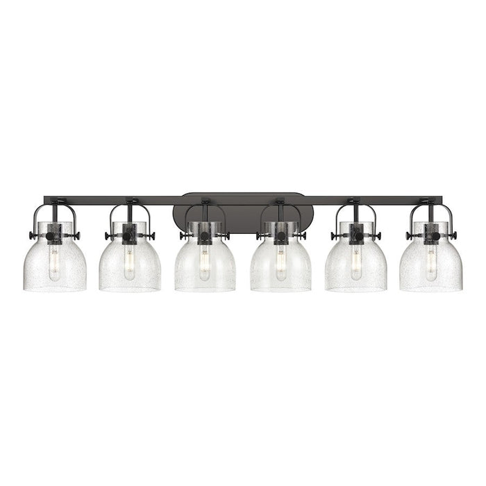 Innovations Lighting Pilaster II Bell 6-Lt 6" Bath, MB/SG - 423-6W-BK-G412-6SDY